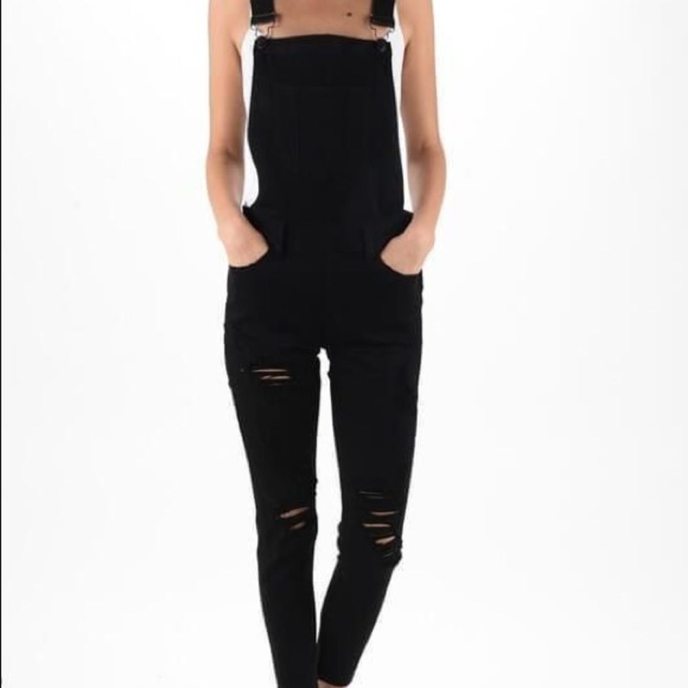 KanCan black denim overalls